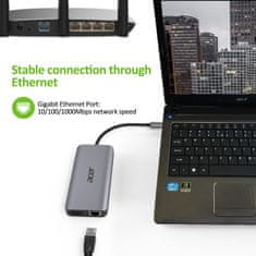 Acer dokovací stanice USB-C 12v1, 2 x USB3.2, 2 x USB2.0, SD/TF, 2 x HDMI, DP, RJ45, jack, PD 60W