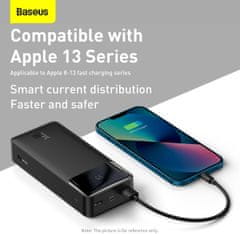 BASEUS kovová powerbanka s digitálním displejem Bipow, 30000mAh, 15W, černá