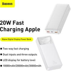 BASEUS powerbanka s digitálním displejem Bipow, 20000mAh, 20W, bílá