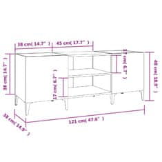 Vidaxl Skříňka na LP desky betonově šedá 121x38x48 cm kompozitní dřevo