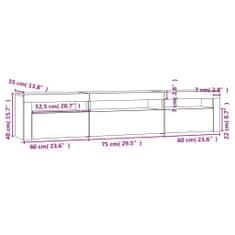 Vidaxl TV skříňka s LED osvětlením černá 195 x 35 x 40 cm