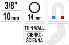 YATO Nástavec na svíčky s kloubem 3/8" 14 mm