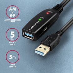 AXAGON ADR-305 USB 3.2 Gen 1 A-M->A-F, aktivní prodlužka/repeater kabel 5m