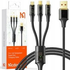 Mcdodo Mcdodo Micro USB, Lightning, Usb-C 3v1 6A 100W kabel CA-3330