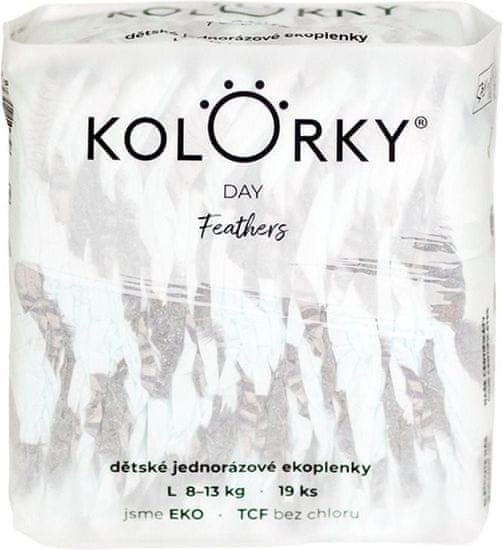 KOLORKY KOLORKY DAY - peří - M (5-8 kg) - 21 ks - jednorázové eko plenky