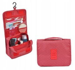 INNA Kosmetický cestovní kufřík na kosmetiku s háčkem, skládací červená s hvězdami