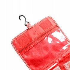 INNA Kosmetický cestovní kufřík na kosmetiku s háčkem, skládací červená s hvězdami