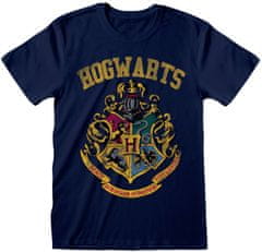 CurePink Pánské tričko Harry Potter: Hogwarts (M) modrá bavlna