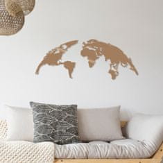 Wallity Nástěnná dekorace World Map zlatá - S