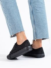 Amiatex Trendy dámské černé tenisky bez podpatku + Ponožky Gatta Calzino Strech, černé, 37