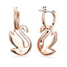 Swarovski Slušivé pozlacené labutí náušnice 2v1 Iconic Swan 5647544