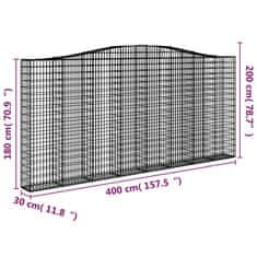 Vidaxl Klenuté gabionové koše 6 ks 400x30x180/200cm pozinkované železo