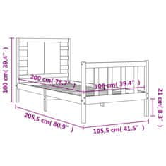 Vidaxl Postel bez matrace bílá 100 x 200 cm masivní borovice