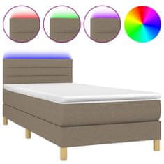 Greatstore Box spring postel s matrací a LED taupe 80 x 200 cm textil