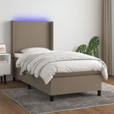 Greatstore Box spring postel s matrací a LED taupe 90x190 cm textil