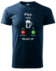 Hobbytriko Vtipné tričko - Pivo volá Barva: Námořní modrá (02), Velikost: XL