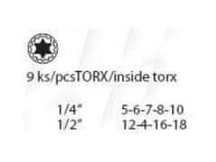 Levior Hlavice vnitřní torx sada 9ks E5-E18