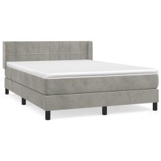 Vidaxl Box spring postel s matrací světle šedá 140x190 cm samet