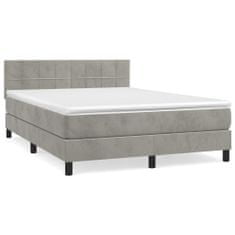 Vidaxl Box spring postel s matrací světle šedá 140x190 cm samet