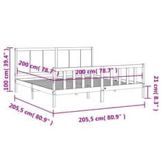 Petromila Rám postele s čelem medově hnědý 200 x 200 cm masivní dřevo