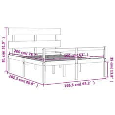 Vidaxl Postel s čelem pro seniory bílý 160x200 cm masivní dřevo