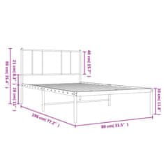 Vidaxl Kovový rám postele bez matrace s čelem bílý 75 x 190 cm