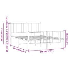 Vidaxl Kovový rám postele s hlavovým a nožním čelem bílý 140 x 200 cm