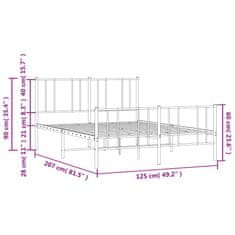 Vidaxl Kovový rám postele s hlavovým a nožním čelem bílý 120 x 200 cm