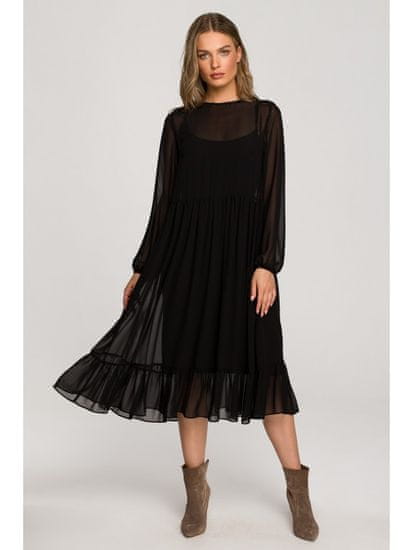 Style Stylove Dámské midi šaty Annada S319 černá