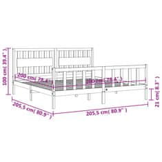 Petromila Rám postele s čelem medově hnědý 200 x 200 cm masivní dřevo