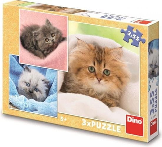 Dino Puzzle Roztomilá koťátka 3x55 dílků