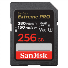 SanDisk Extreme PRO 256 GB V60 UHS-II SD cards, 280/150 MB/s,V60,C10,UHS-II