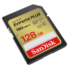 SanDisk Extreme PLUS 128GB SDXC Memory Card 190MB/s and 90MB/s, UHS-I, Class 10, U3, V30