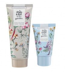 Heathcote & Ivory In the garden hand cream + hand gel dárkový set v plechové dóze mycí gel a krém na ruce