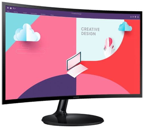 kancelářský monitor Samsung S360C - LED 27 palců LS27C360EAUXEN širokoúhlý displej zakřivený 1800 R 16:9 hdmi vga amd freesync 16,7 milionů