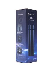 WOWO Stříbrná termoska s termálním hrnkem a smart LED, 500ml