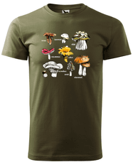 Hobbytriko Tričko s houbami - Hřib, Křemenáč a další Barva: Military (69), Velikost: 3XL