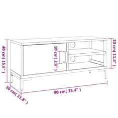 Vidaxl TV stolek hnědý 90 x 30 x 40 cm masivní borové dřevo