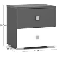 nabbi Noční stolek (2 ks) Lupe N - šedá / bílý lesk / šedý lesk