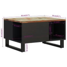 Greatstore Konferenční stolek 60 x 50 x 35 cm masivní recyklované dřevo