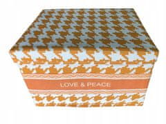 INNA Velký robustní box do dětského pokoje Box s víkem bílý a oranžový M