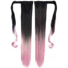 GIRLSHOW Culík, cop rovný s omotávkou 57 cm - Ombre styl odstín Black T Light Pink