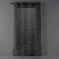 Douceur D'Interieur Dětská záclona s očky se vzorem s hvězdami FLUO NIGHT, 140 x 240 cm, šedá