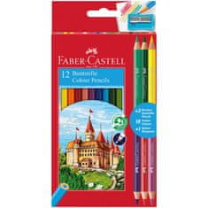 Faber-Castell Pastelky Castell 12 barevné set+3 bi-color