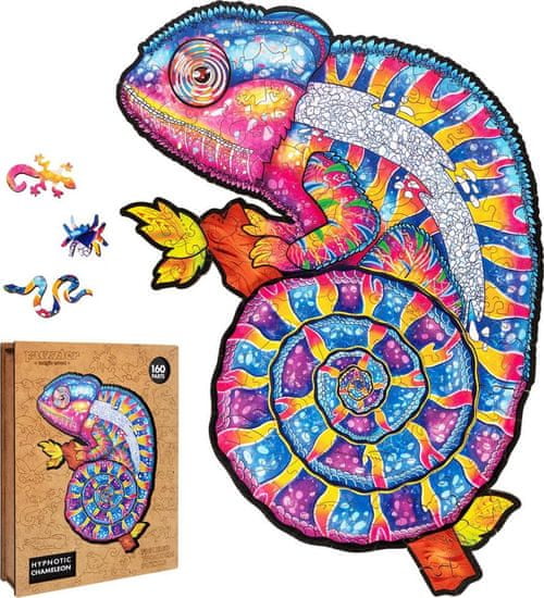 Puzzler Magic Wood Dřevěné puzzle Hypnotický chameleon 160 dílků