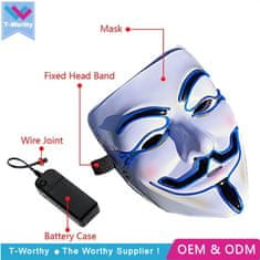 Leventi LED světelná Karnevalová maska Vendeta - Anonymous