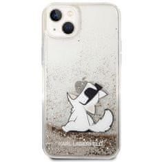 Karl Lagerfeld Kryt na mobil Liquid Glitter Choupette Eat na Apple iPhone 14 Plus - zlatý