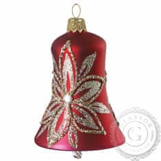 Decor By Glassor Vánoční zvonek červený platinový květ