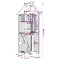 Vidaxl Ptačí voliéra moka 60 x 58,5 x 160 cm masivní borové dřevo