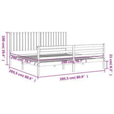 Petromila Rám postele s čelem bílý 200 x 200 cm masivní dřevo